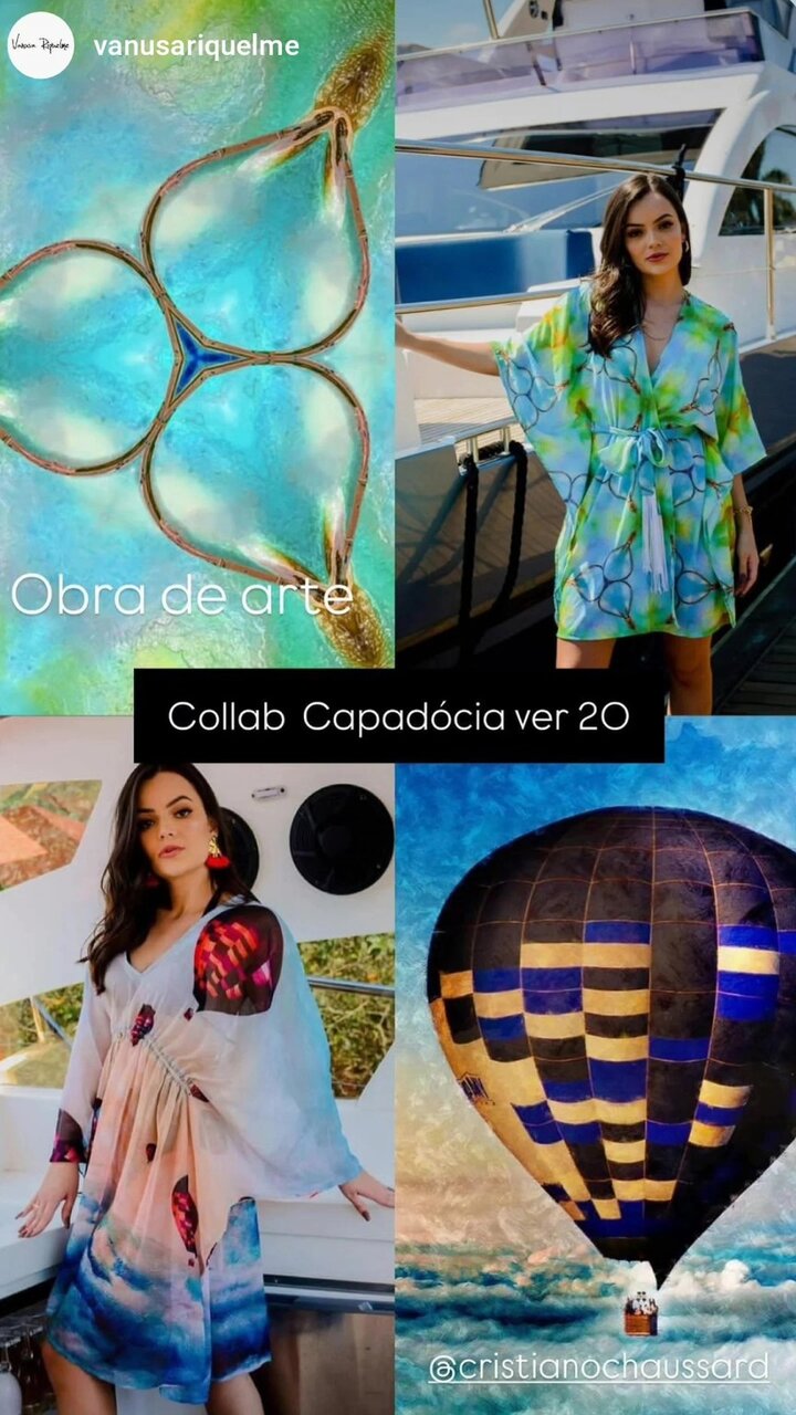 Composition showing kimonos and source artworks from the Capadócia collaboration
