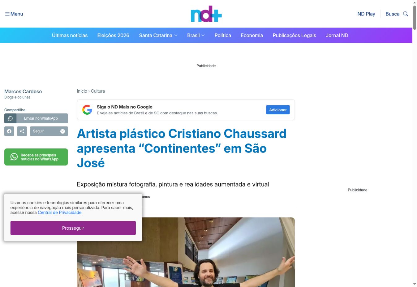 ND Mais — Cristiano Chaussard presents Continentes in São José