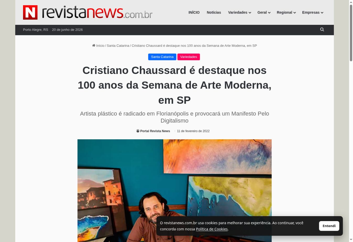 Revista News — Cristiano Chaussard featured in the centenary of Brazil’s Modern Art Week